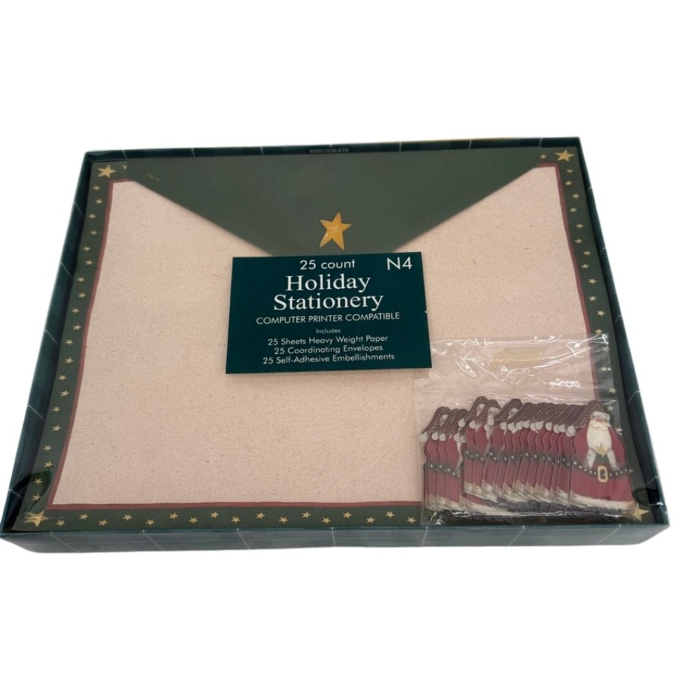 Holiday Stationery SET w/ Santa Embellishments & Envelopes Christmas Letter